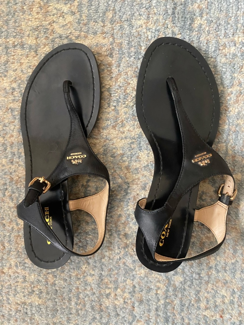 Coach Vitalia Women’s Leather Wedge Thong Sandals